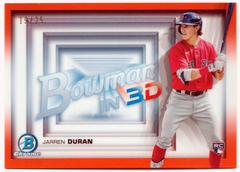 Jarren Duran [Orange Refractor] Baseball Cards 2022 Bowman in 3D Prices