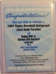 Bobby Witt Jr. [Gold] #87BA-BW Baseball Cards 2022 Topps 1987 Autographs Prices