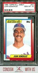 Juan Gonzalez #43 Baseball Cards 1990 Topps Major League Debut Prices