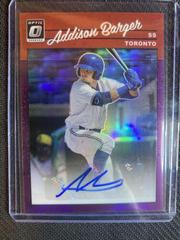 Addison Barger [Purple] Baseball Cards 2023 Panini Donruss Optic Retro 1990 Signatures Prices