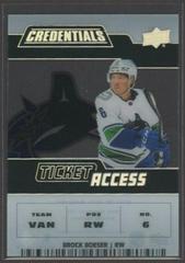 Brock Boeser #TA-BB Hockey Cards 2022 Upper Deck Credentials Acetate Ticket Access Prices