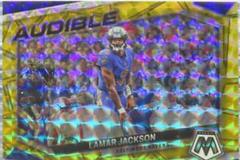 Lamar Jackson [Gold] #AS-LJ Football Cards 2023 Panini Mosaic Audible Prices
