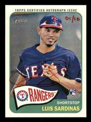 Luis Sardinas [Red Ink] #LS Baseball Cards 2014 Topps Heritage Real One Autographs Prices