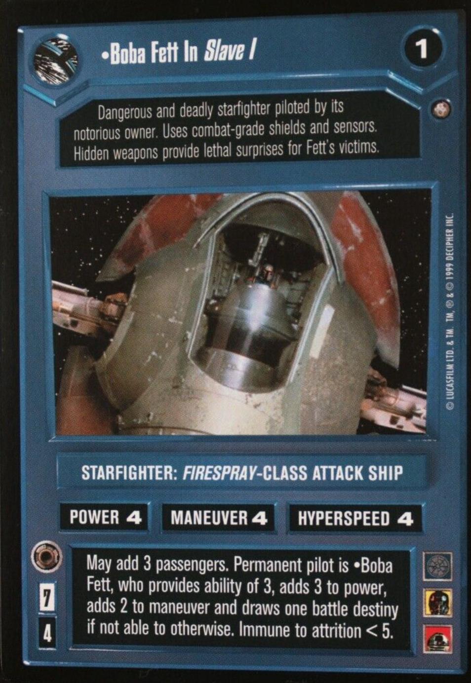 Boba Fett In Slave I Star Wars CCG Enhanced Cloud City