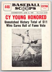 Cy Young Honored #448 Baseball Cards 1961 NU Card Scoops Prices