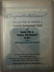 Bobby Witt Jr. Baseball Cards 2022 Topps Gold Label Framed Autographs Prices