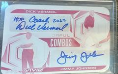 Dick Vermeil, Jimmy Johnson [Prismatic Teal] #CC-21 Football Cards 2023 Leaf Vivid Autographs Colorful Combos Prices