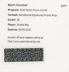 Saddiq Bey [Mojo Prizm] #18 Basketball Cards 2023 Panini Prizm Sensational Signature Prices