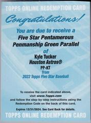 Kyle Tucker [Green] Baseball Cards 2022 Topps Five Star Pentamerous Penmanship Autographs Prices