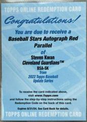 Steven Kwan [Red] #BSA-SK Baseball Cards 2022 Topps Update Stars Autographs Prices