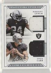 Lynch, Carr Football Cards 2018 National Treasures NFL Gear Combo Materials Prices