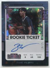 Ziaire Williams [Autograph Cracked Ice] #110 Basketball Cards 2021 Panini Contenders Prices