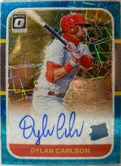 Dylan Carlson [Teal Velocity] Baseball Cards 2021 Panini Donruss Optic Rated Rookie Signatures Prices