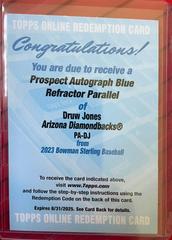 Druw Jones [Blue] #PA-DJ Baseball Cards 2023 Bowman Sterling Prospect Autograph Prices