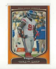 Justin Tuck [Orange Refractor] #110 Football Cards 2009 Bowman Chrome Prices