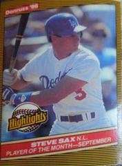 Steve Sax #50 Baseball Cards 1986 Donruss Highlights Prices