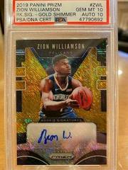 Zion Williamson [Gold Shimmer] Basketball Cards 2019 Panini Prizm Rookie Signatures Prices