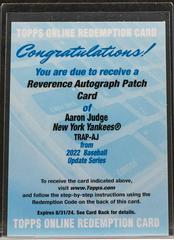 Aaron Judge #TRAP-AJ Baseball Cards 2022 Topps Update Reverence Autograph Patch Prices