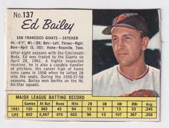 Ed Bailey [Hand Cut] Baseball Cards 1962 Jell O Prices