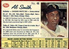Al Smith [Hand Cut] #48 Baseball Cards 1962 Post Canadian Prices