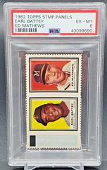 Earl Battey [Ed Mathews] Baseball Cards 1962 Topps Stamp Panels Prices