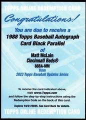 Matt McLain [Black] #88BA-MM Baseball Cards 2023 Topps Update 1988 Autographs Prices