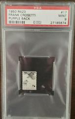 Frank Crosetti [Purple Back] #17 Baseball Cards 1950 R423 Prices