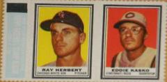 Ray Herbert [Eddie Kasko] Baseball Cards 1962 Topps Stamp Panels Prices