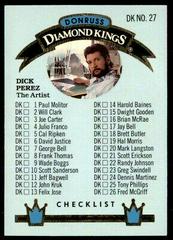 Checklist 1-26 [Dick Perez] #DK-27 Baseball Cards 1992 Panini Donruss Diamond Kings Prices