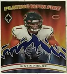 Justin Fields [Blue] #PWF-10 Football Cards 2023 Panini Phoenix Playing with Fire Prices