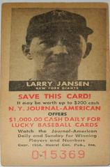 Larry Jansen Baseball Cards 1954 NY Journal American Prices