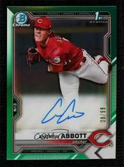 Andrew Abbott [Green Refractor] Baseball Cards 2021 Bowman Draft Pick Chrome Autographs Prices