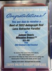 Jackson Chourio [Red Lava] #B22-JCH Baseball Cards 2022 Bowman's Best of Autographs Prices