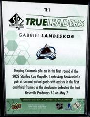 Gabriel Landeskog [Green] #TL-1 Hockey Cards 2022 SP Authentic True Leaders Prices