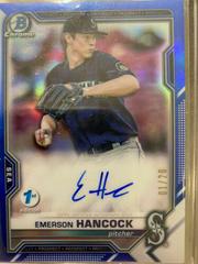 Emerson Hancock [Blue] Baseball Cards 2021 Bowman 1st Edition Chrome Autographs Prices
