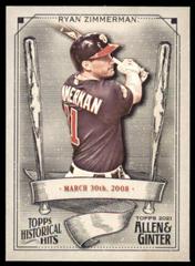 Ryan Zimmerman #HH-50 Baseball Cards 2021 Topps Allen & Ginter Historic Hits Prices