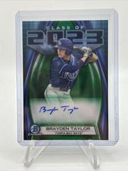 Brayden Taylor [Green] Baseball Cards 2023 Bowman Draft Class of Autographs Prices
