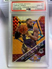 LeBron James [Orange Fluorescent] Basketball Cards 2019 Panini Mosaic Will to Win Prices