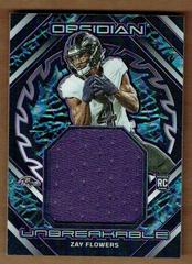 Zay Flowers [Purple Electric Etch] #22 Football Cards 2023 Panini Obsidian Unbreakable Memorabilia Prices
