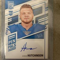 Aidan Hutchinson [Blue Ink] Football Cards 2022 Panini Donruss Elite Pen Pals Autographs Prices