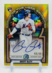 Brett Baty [Gold] Baseball Cards 2023 Bowman Chrome Rookie Autographs Prices