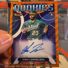 Shea Langeliers [Orange Wave] #RDA-SL Baseball Cards 2023 Topps Finest Rookies Design Variation Autographs Prices
