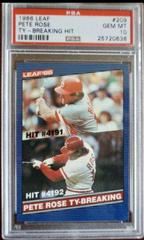 Pete Rose [Ty Breaking Hit] #209 Baseball Cards 1986 Leaf Prices