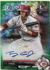 T.J. Friedl [Chrome Green Shimmer] #CPA-TF Baseball Cards 2017 Bowman Prospect Autographs Prices