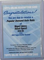 Miguel Cabrera #DPAR-MC Baseball Cards 2023 Topps Pristine Popular Demand Autograph Relic Prices