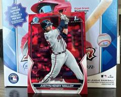 Justyn Henry Malloy [Sapphire Red] #BCP-51 Baseball Cards 2023 Bowman Chrome Prospects Prices