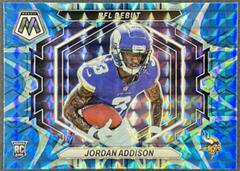 Jordan Addison [Reactive Blue] #ND-14 Football Cards 2023 Panini Mosaic NFL Debut Prices