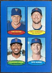 Tom Seaver, Max Scherzer, Francisco Lindor, Pete Alonso [Blue] Baseball Cards 2023 Topps Heritage 1974 Stamps Prices
