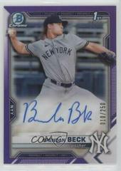 Brendan Beck [Purple Refractor] #CDA-BB Baseball Cards 2021 Bowman Draft Pick Chrome Autographs Prices