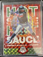 Ronald Acuna Jr. [Green Fluorescent] #HS6 Baseball Cards 2021 Panini Mosaic Hot Sauce Prices